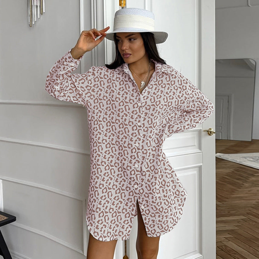 Crepe Cotton Leopard-print Shirt